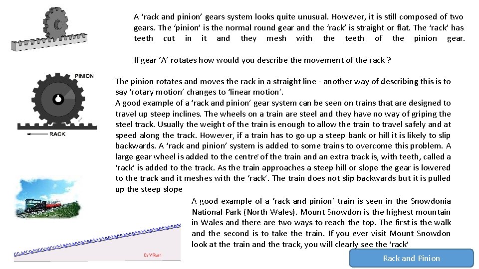 A ‘rack and pinion’ gears system looks quite unusual. However, it is still composed