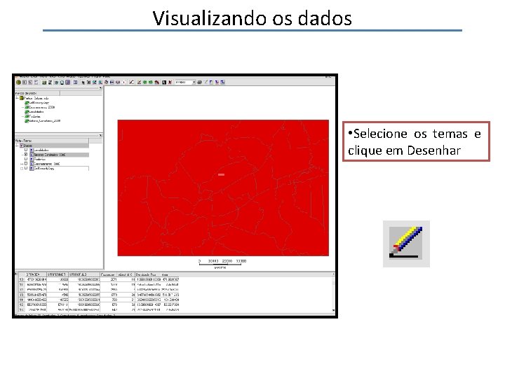 Visualizando os dados • Selecione os temas e clique em Desenhar 