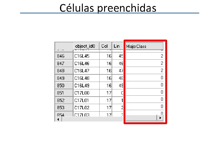 Células preenchidas 