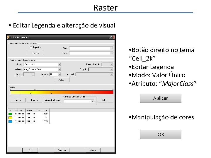 Raster • Editar Legenda e alteração de visual • Botão direito no tema “Cell_2