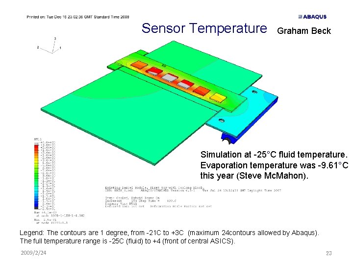 Sensor Temperature Graham Beck Simulation at -25°C fluid temperature. Evaporation temperature was -9. 61°C