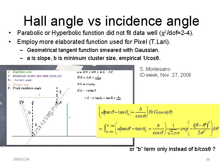 Hall angle vs incidence angle • Parabolic or Hyperbolic function did not fit data