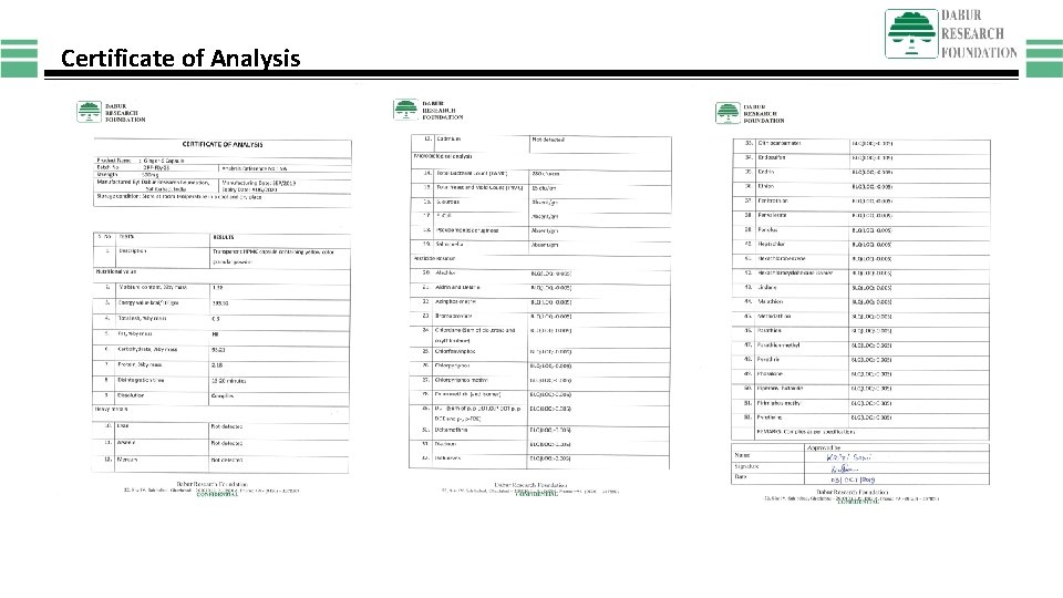 Certificate of Analysis 