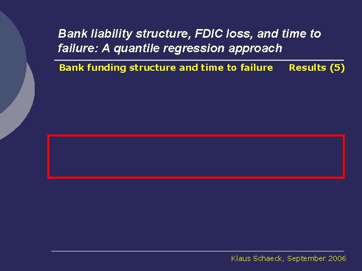 Bank liability structure, FDIC loss, and time to failure: A quantile regression approach Bank