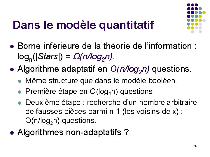 Dans le modèle quantitatif l l Borne inférieure de la théorie de l’information :