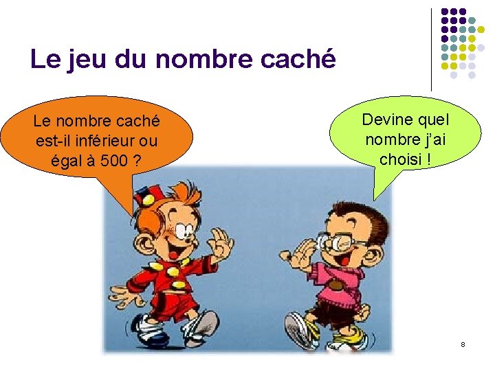 Le jeu du nombre caché Le nombre caché est-il inférieur ou égal à 500