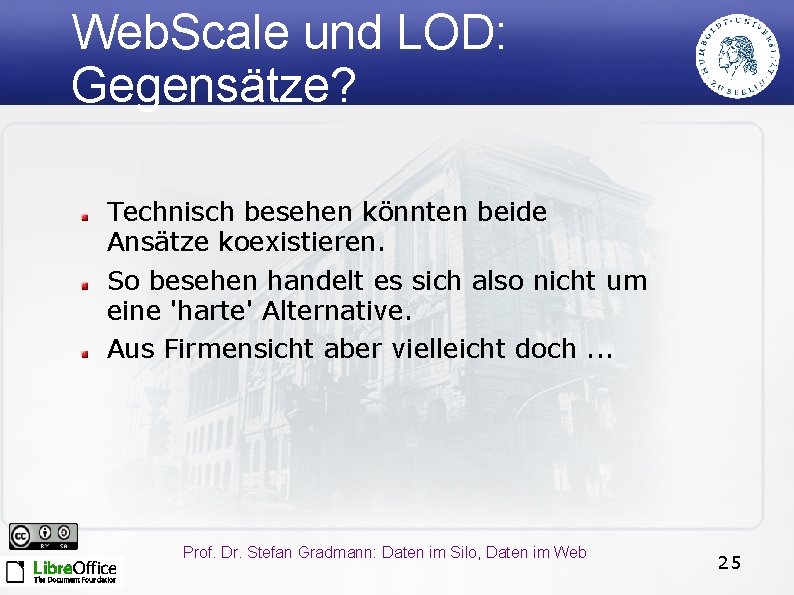 Web. Scale und LOD: Gegensätze? Technisch besehen könnten beide Ansätze koexistieren. So besehen handelt