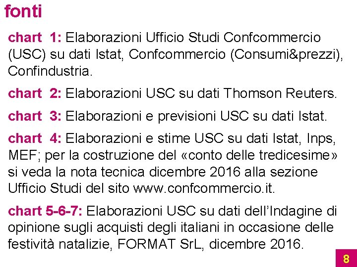 fonti chart 1: Elaborazioni Ufficio Studi Confcommercio (USC) su dati Istat, Confcommercio (Consumi&prezzi), Confindustria.