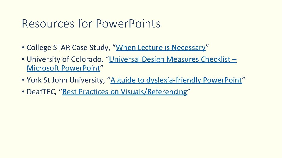 Resources for Power. Points • College STAR Case Study, “When Lecture is Necessary” • Resources for Power. Points • College STAR Case Study, “When Lecture is Necessary” •
