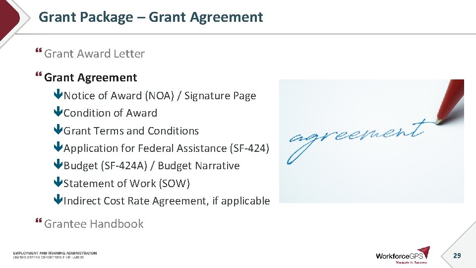 Grant Package – Grant Agreement Grant Award Letter Grant Agreement Notice of Award (NOA)