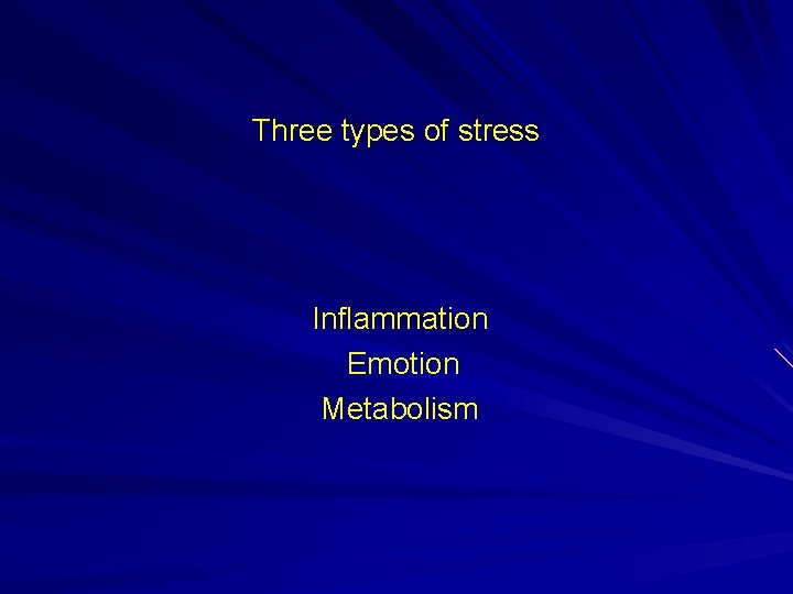 Three types of stress Inflammation Emotion Metabolism 
