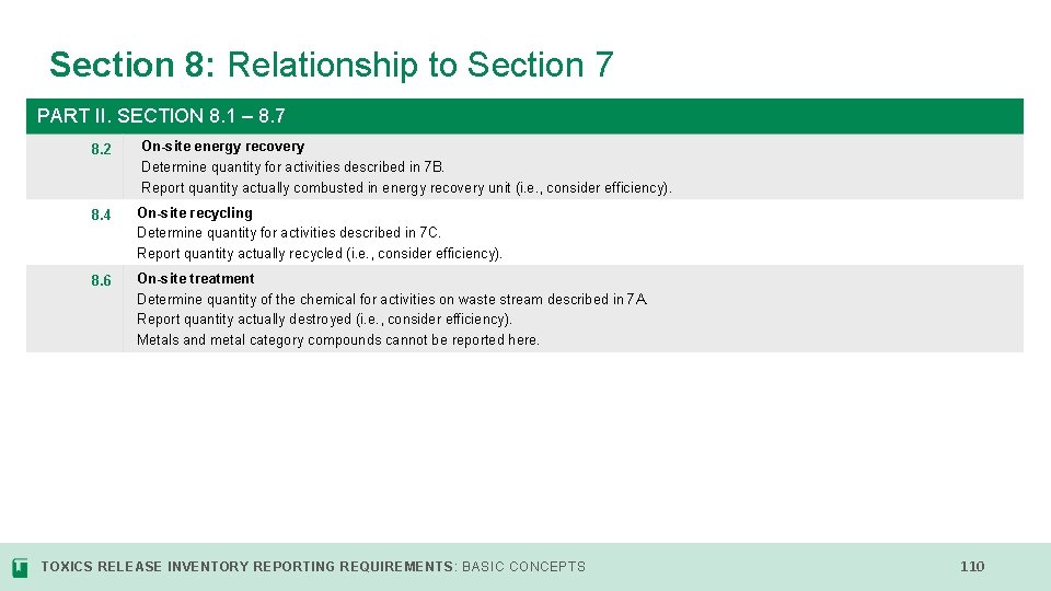 Section 8: Relationship to Section 7 PART II. SECTION 8. 1 – 8. 7