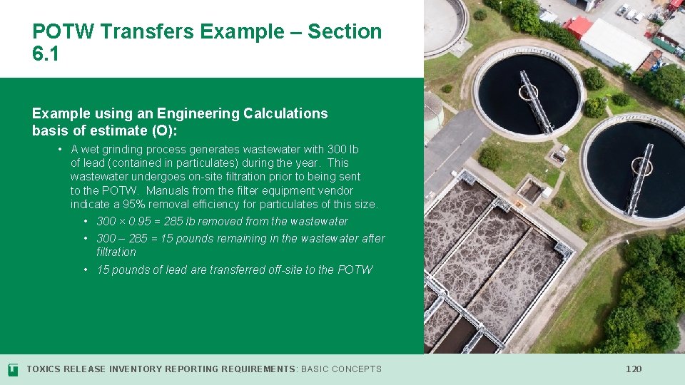 POTW Transfers Example – Section 6. 1 Example using an Engineering Calculations basis of