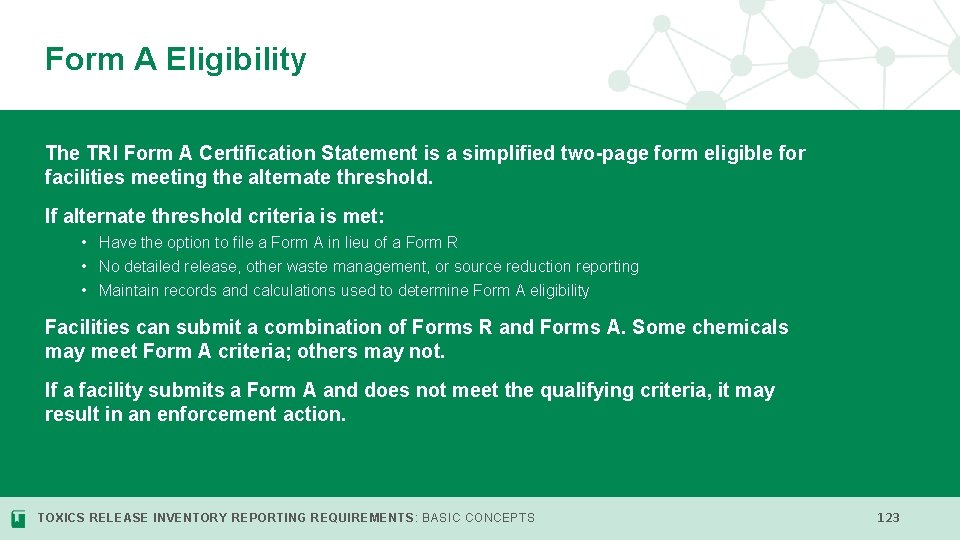Form A Eligibility The TRI Form A Certification Statement is a simplified two-page form