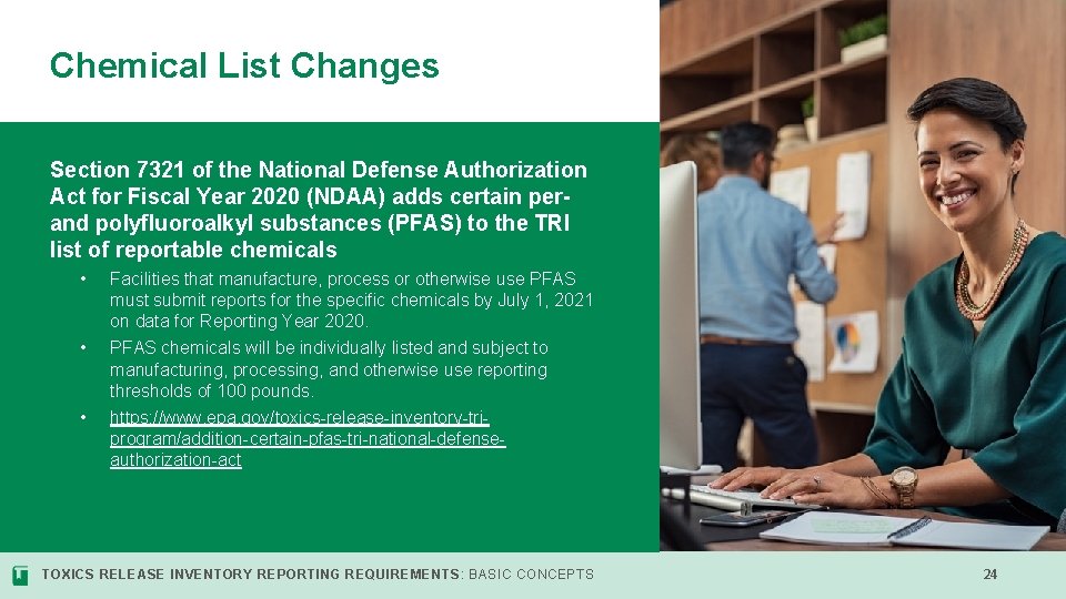 Chemical List Changes Section 7321 of the National Defense Authorization Act for Fiscal Year