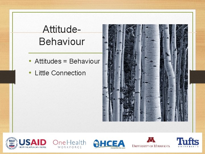 Attitude. Behaviour • Attitudes = Behaviour • Little Connection  Attitude. Behaviour • Attitudes = Behaviour • Little Connection