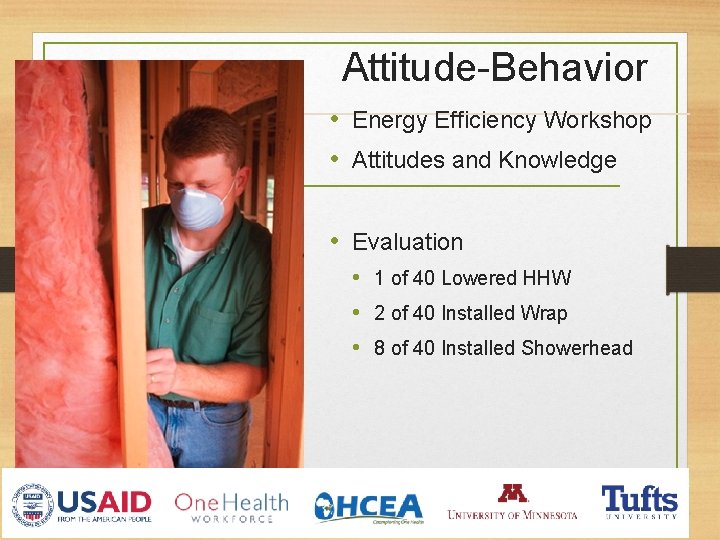 Attitude-Behavior • Energy Efficiency Workshop • Attitudes and Knowledge • Evaluation • 1 of