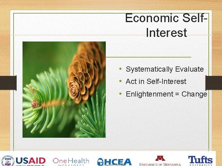 Economic Self. Interest • Systematically Evaluate • Act in Self-Interest • Enlightenment = Change