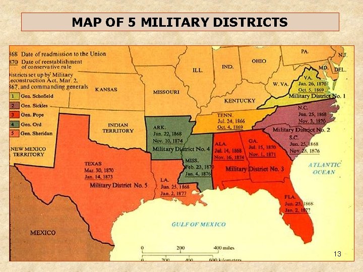 MAP OF 5 MILITARY DISTRICTS 13 