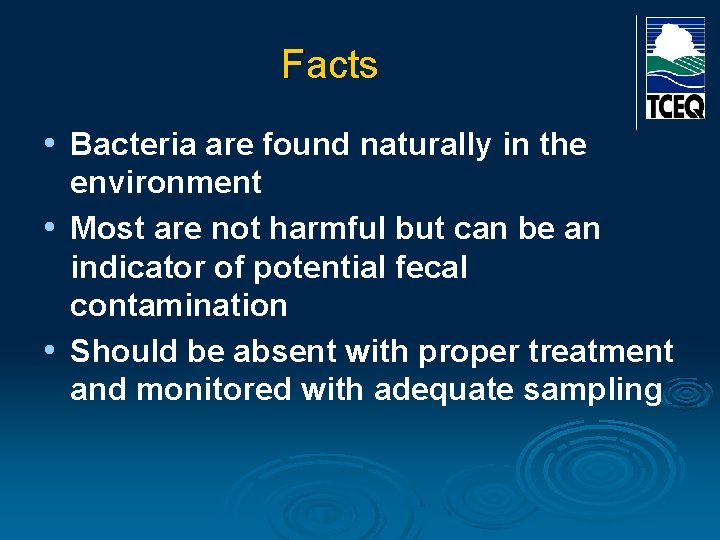 Facts • Bacteria are found naturally in the environment • Most are not harmful