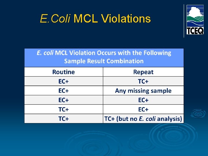 E. Coli MCL Violations 