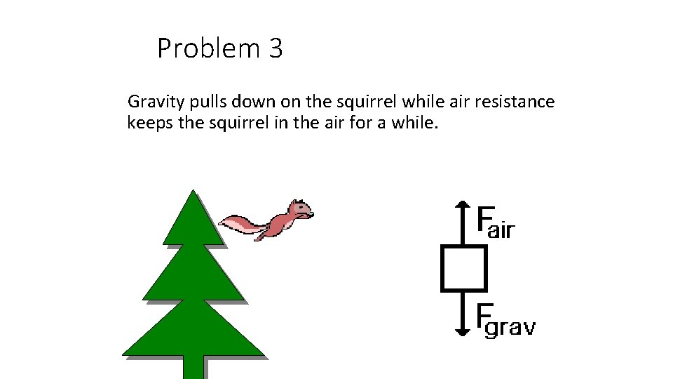 Problem 3 Gravity pulls down on the squirrel while air resistance keeps the squirrel