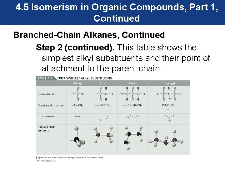 4. 5 Isomerism in Organic Compounds, Part 1, Continued Branched-Chain Alkanes, Continued Step 2