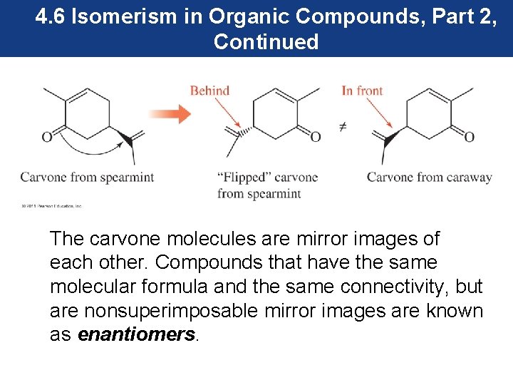 4. 6 Isomerism in Organic Compounds, Part 2, Continued The carvone molecules are mirror