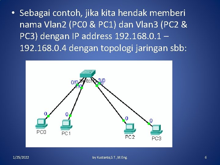  • Sebagai contoh, jika kita hendak memberi nama Vlan 2 (PC 0 &