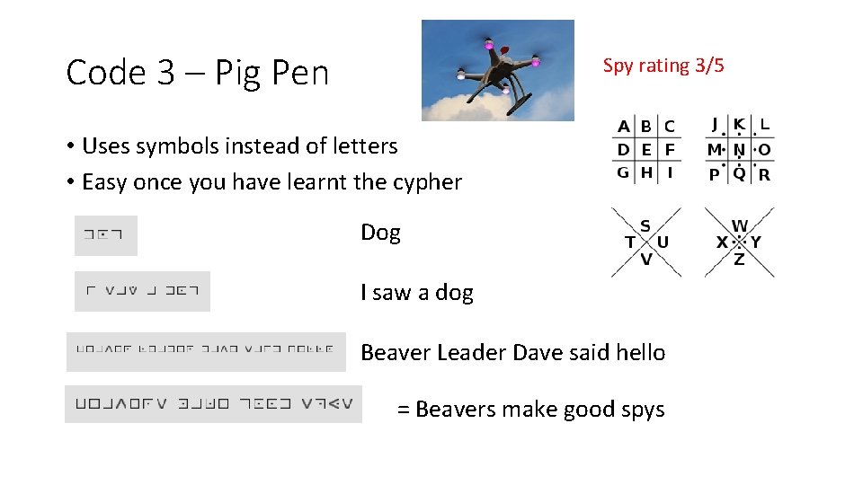 Code 3 – Pig Pen Spy rating 3/5 • Uses symbols instead of letters