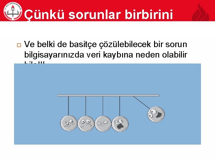 20 Çünkü sorunlar birbirini tetikler!!! Ve belki de basitçe çözülebilecek bir sorun bilgisayarınızda veri