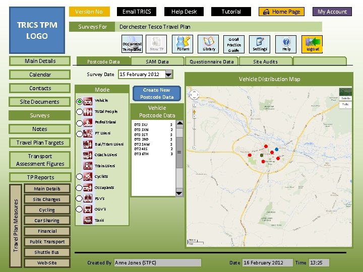 Version No. Calendar Postcode Data Site Documents Vehicle Surveys Total People Pedestrians Notes PT