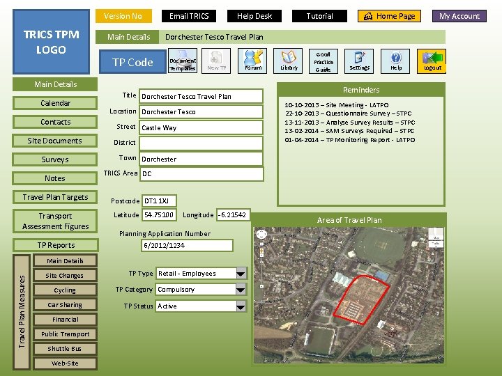 Version No. TRICS TPM LOGO Email TRICS Main Details Help Desk Contacts Site Documents