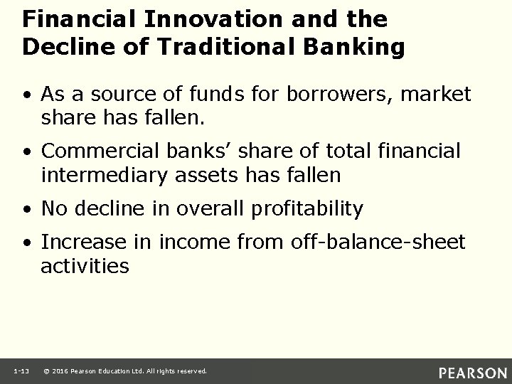 Financial Innovation and the Decline of Traditional Banking • As a source of funds