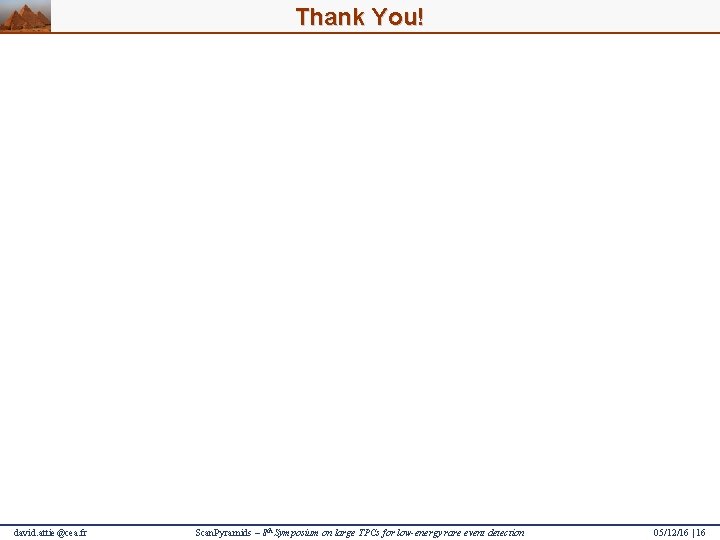 Thank You! david. attie@cea. fr Scan. Pyramids – 8 th Symposium on large TPCs