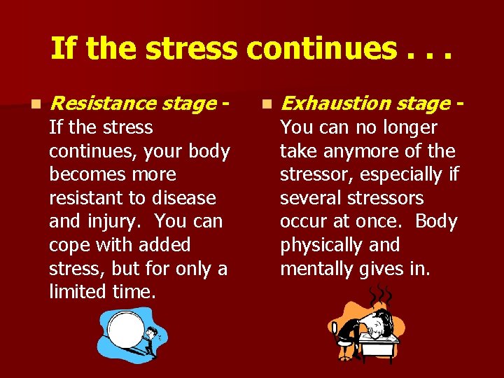 If the stress continues. . . n Resistance stage - If the stress continues,