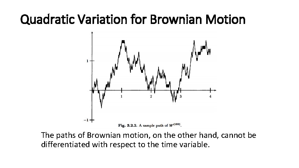 Quadratic Variation for Brownian Motion The paths of Brownian motion, on the other hand,