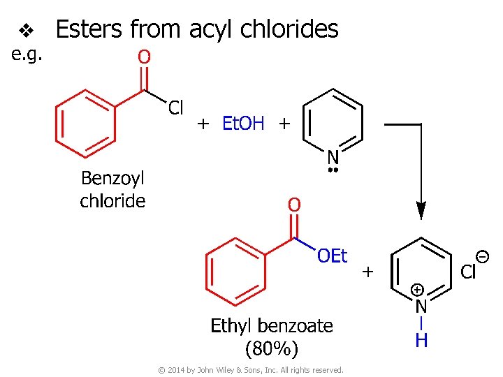 v Esters from acyl chlorides © 2014 by John Wiley & Sons, Inc. All