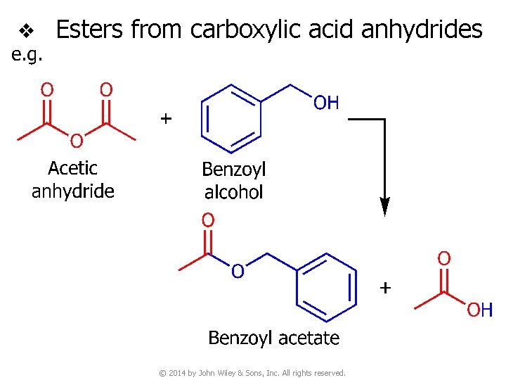 v Esters from carboxylic acid anhydrides © 2014 by John Wiley & Sons, Inc.
