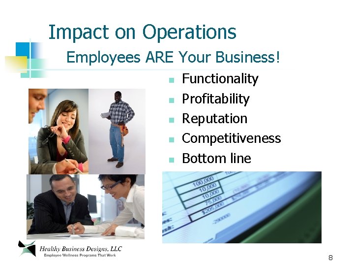 Impact on Operations Employees ARE Your Business! n n n Functionality Profitability Reputation Competitiveness