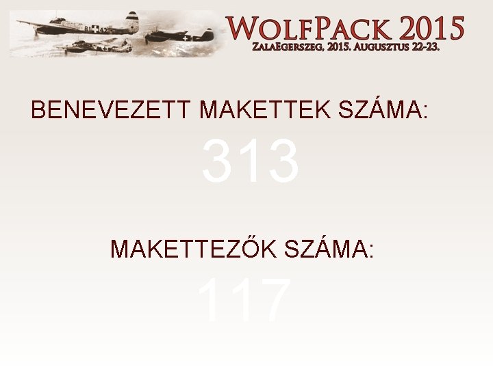 BENEVEZETT MAKETTEK SZÁMA: 313 MAKETTEZŐK SZÁMA: 117 