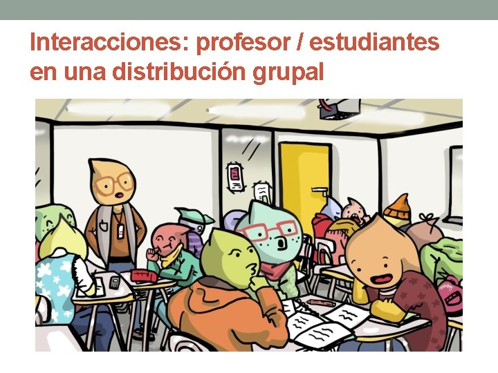 Interacciones: profesor / estudiantes en una distribución grupal 