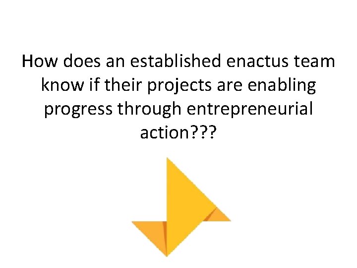 How does an established enactus team know if their projects are enabling progress through