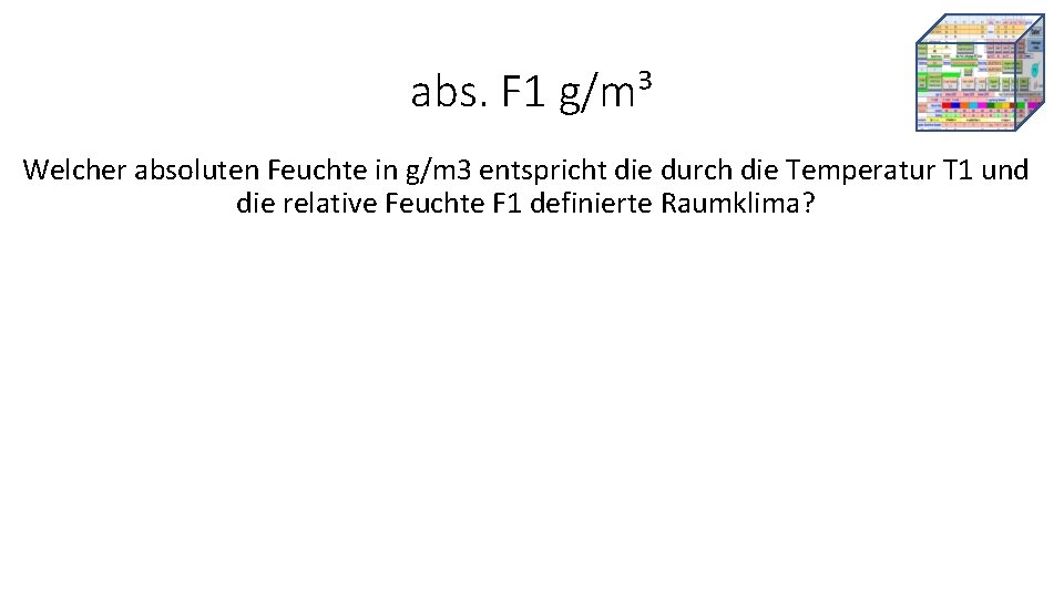 abs. F 1 g/m³ Welcher absoluten Feuchte in g/m 3 entspricht die durch die