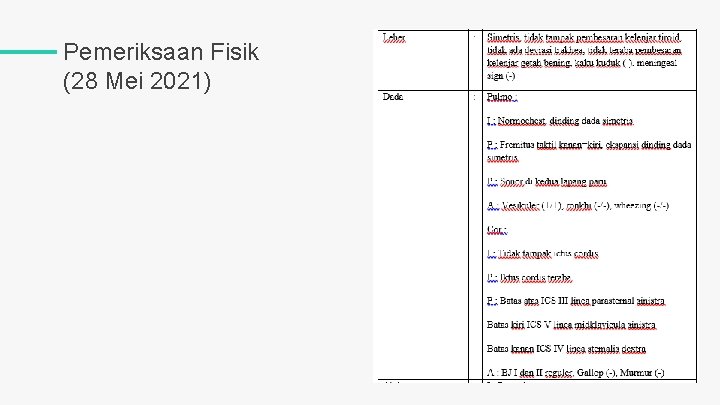 Pemeriksaan Fisik (28 Mei 2021) 