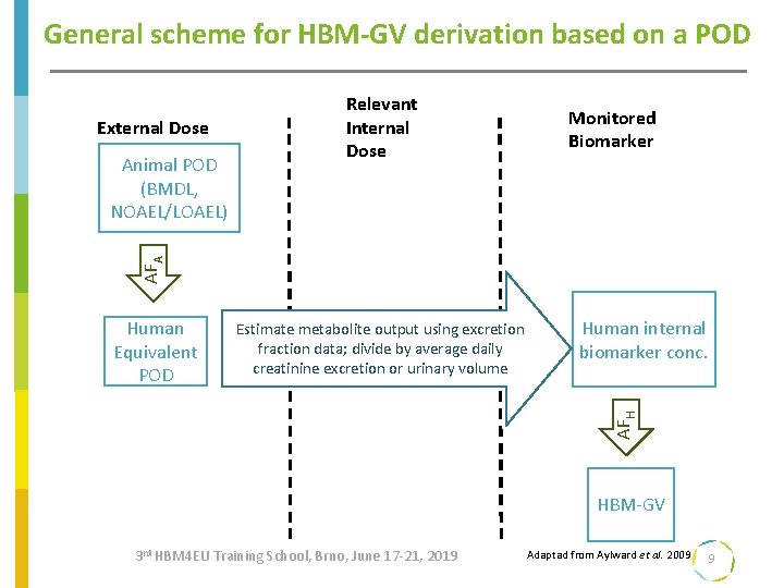 General scheme for HBM-GV derivation based on a POD External Dose Monitored Biomarker AFA