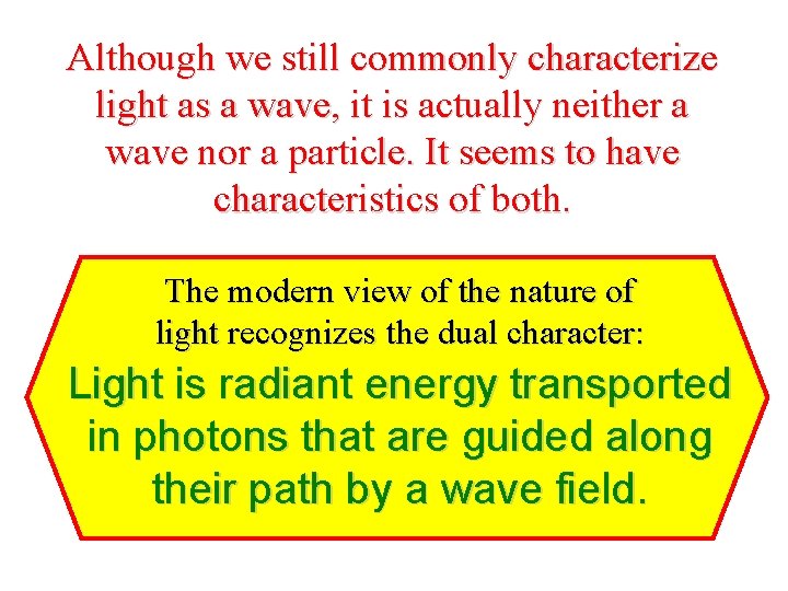 Although we still commonly characterize light as a wave, it is actually neither a
