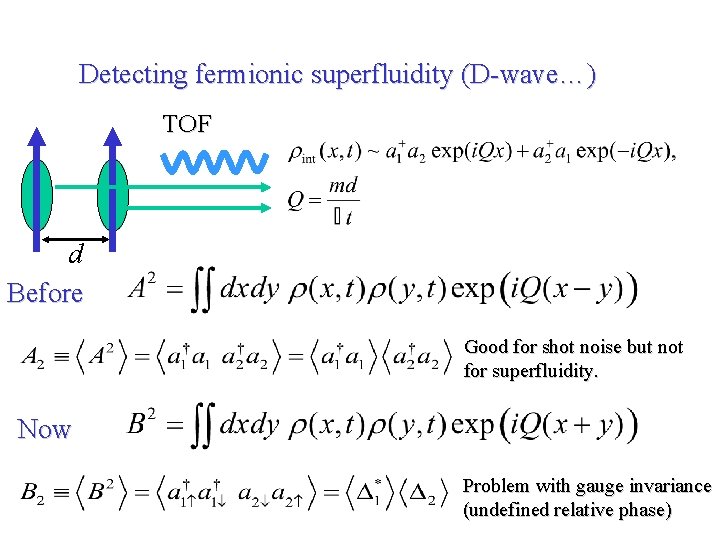 Detecting fermionic superfluidity (D-wave…) TOF d Before Good for shot noise but not for