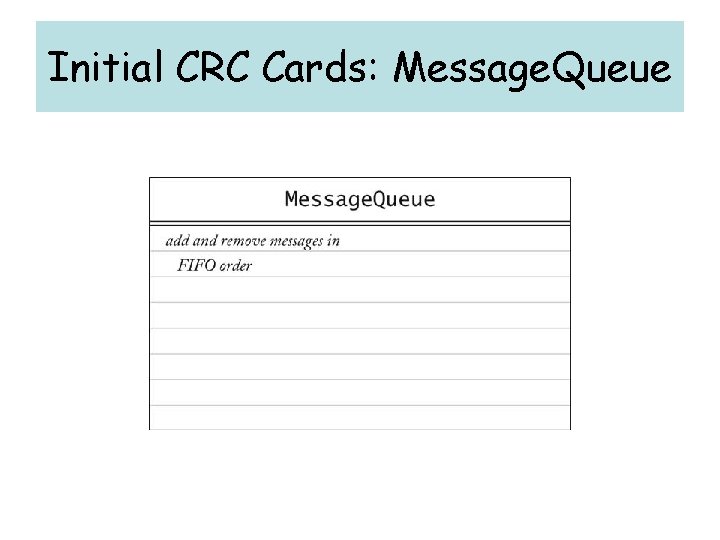 Initial CRC Cards: Message. Queue 