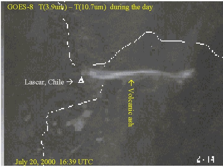 GOES-8 T(3. 9 um) – T(10. 7 um) during the day July 20, 2000